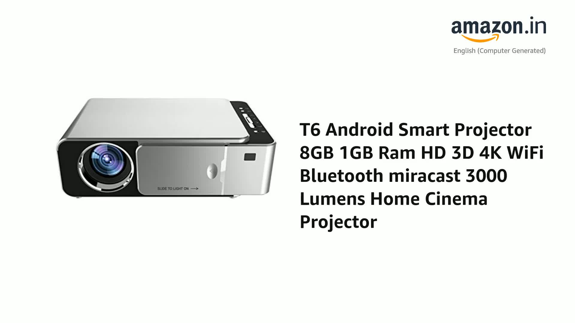 T6 Android HD 3D 4K (800 x 480) miracast 3000 Lumens Smart Home